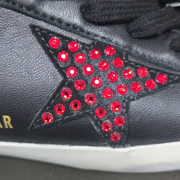 Golden Goose Black Sneakers with Red Star and Glitter Heel - Picture 4 of 4